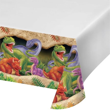 Creative Converting Dinosaur Plastic Tablecloth, 108"x54", 6PK 725012
